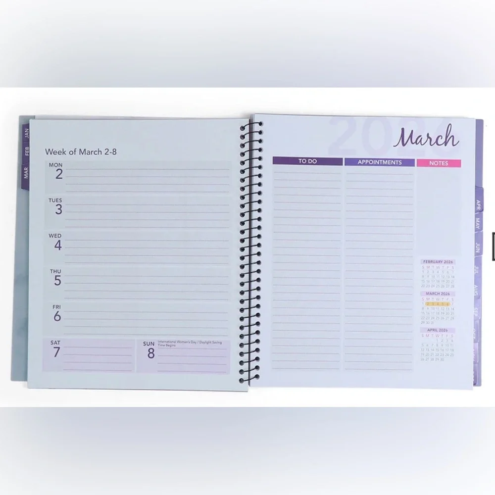 2026 Annual Calendar Purple Spiral-Bound Calendar 5 Star product woman owned co